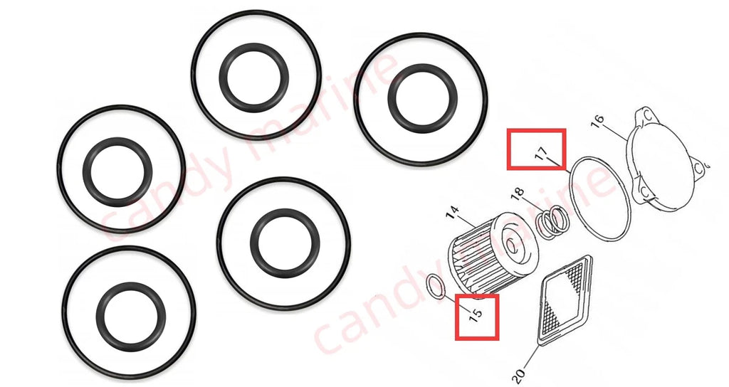 5pcs Oil Filter O Ring Seal Kit for Suzuki DF 8 9.9 15 20 (N/A) 09280-54001 09280-13004
