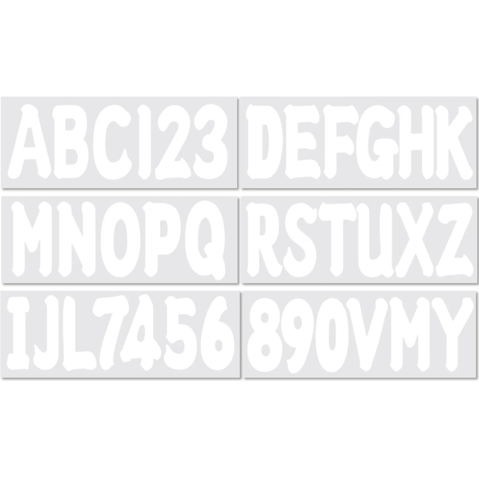 Set of 4 Boat Numbers and Letters Decal Stickers A-Z 0-9 White