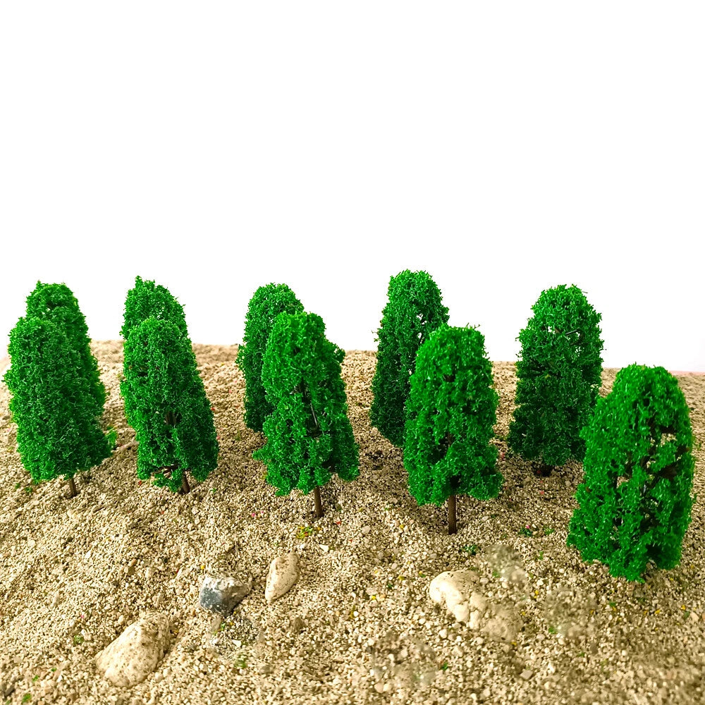 Set of 10 Green Model Trees for HO N Z Train Railway Layout