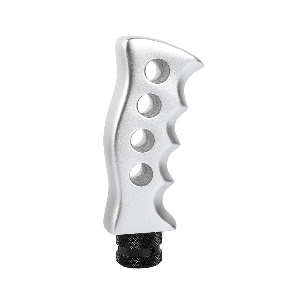 Universal V2 Slotted Pistol Grip Manual Gear Shift Knob - Silver
