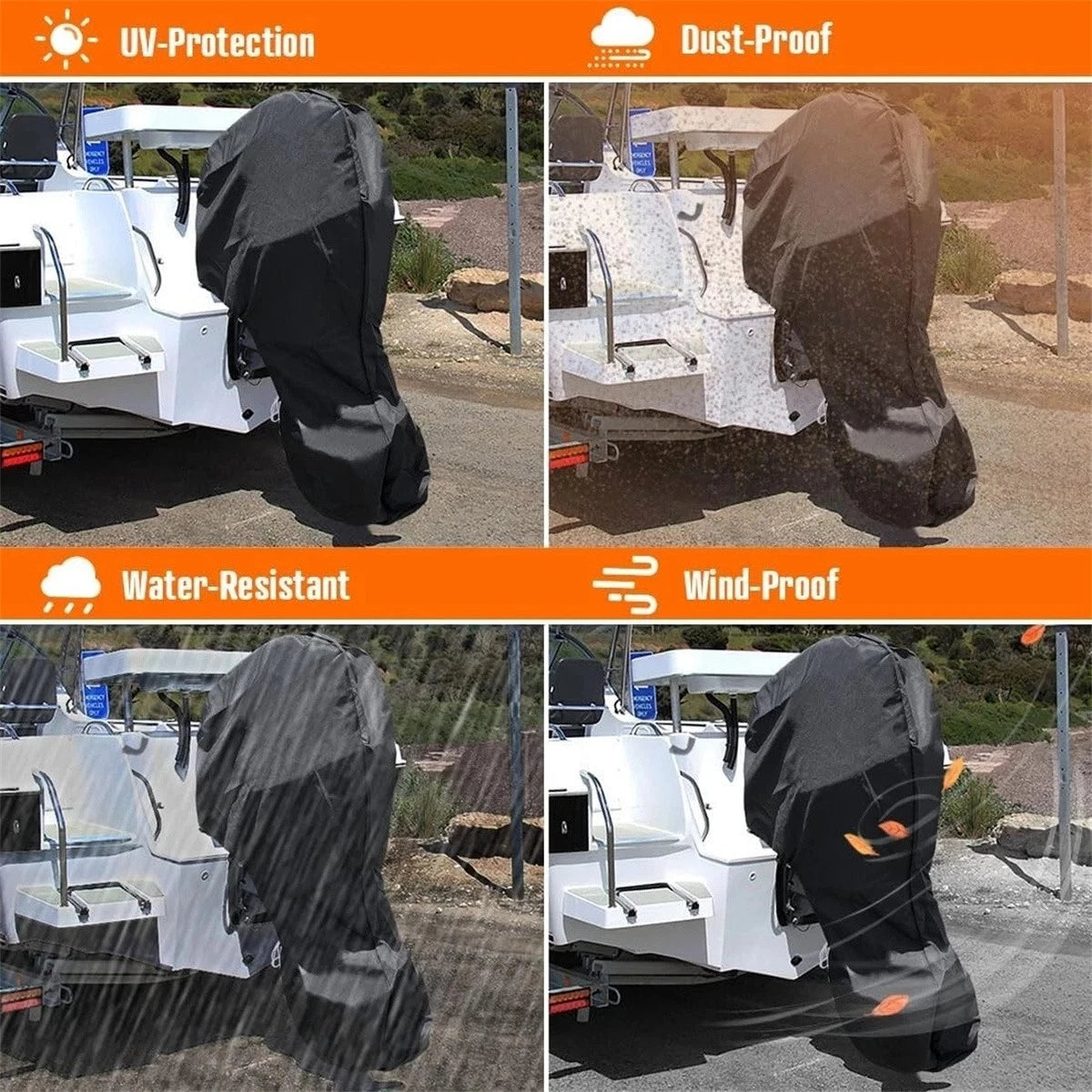 Outboard Motor Engine Storage Cover for Boat (Waterproof, Trailerable)