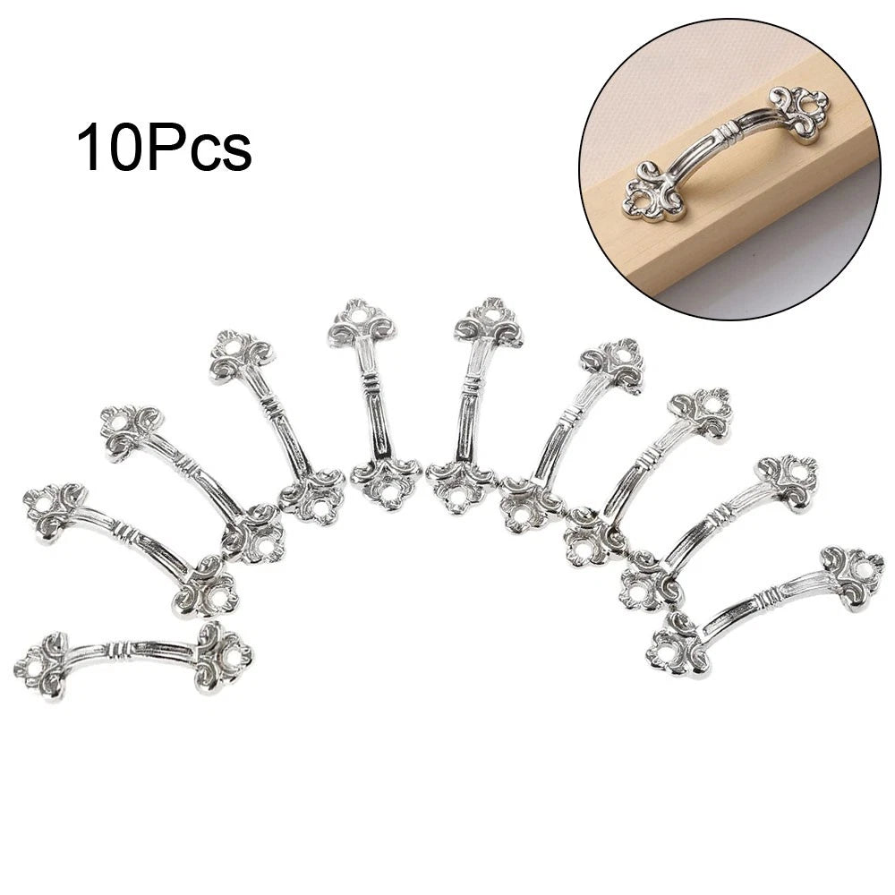 10X Silver Furniture Pull Handle Knob for Jewelry Box Cupboard Drawer