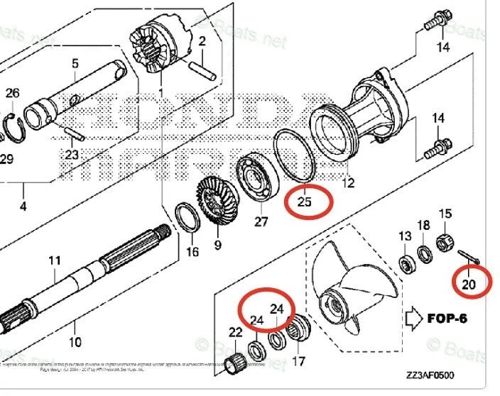 Lower Gearcase Seal Kit for Honda 60HP BF60A (91252-ZW4-003, 91352-ZZ3-000)