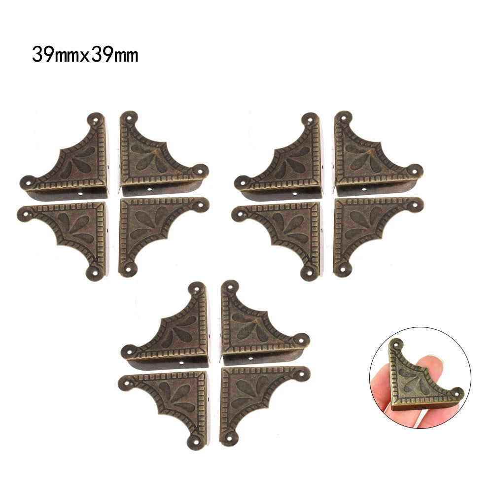 12Pcs Vintage Metal Corner Protectors for Jewelry Box Wood Cases
