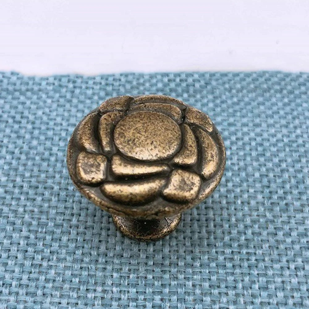 Set of 5 Antique Flower Pull Handles for Cabinets and Drawers