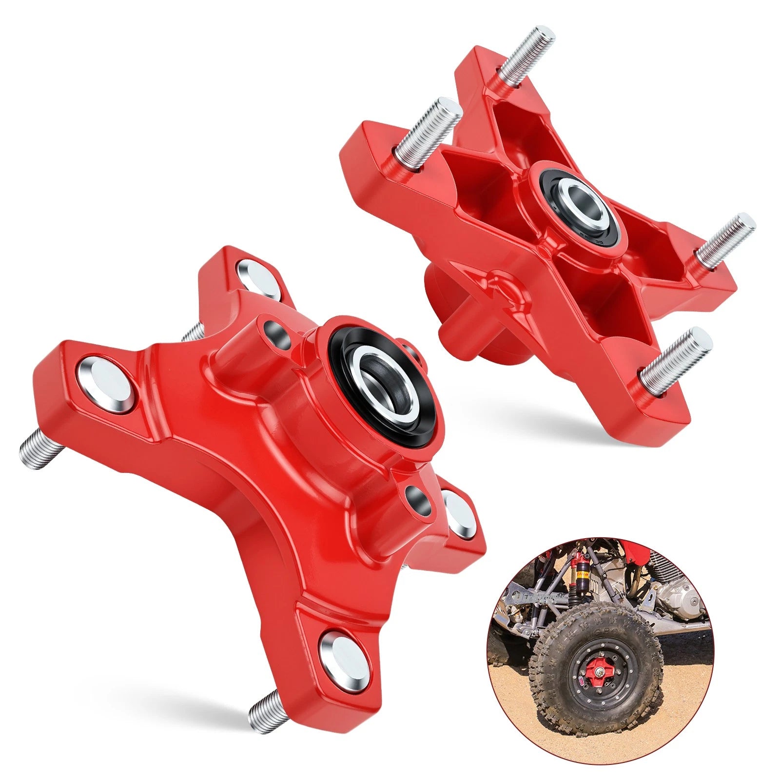 Set of 2 Front Left & Right Wheel Hubs Red 44615-HN6-A20 for Honda TRX250X (2009–2020)