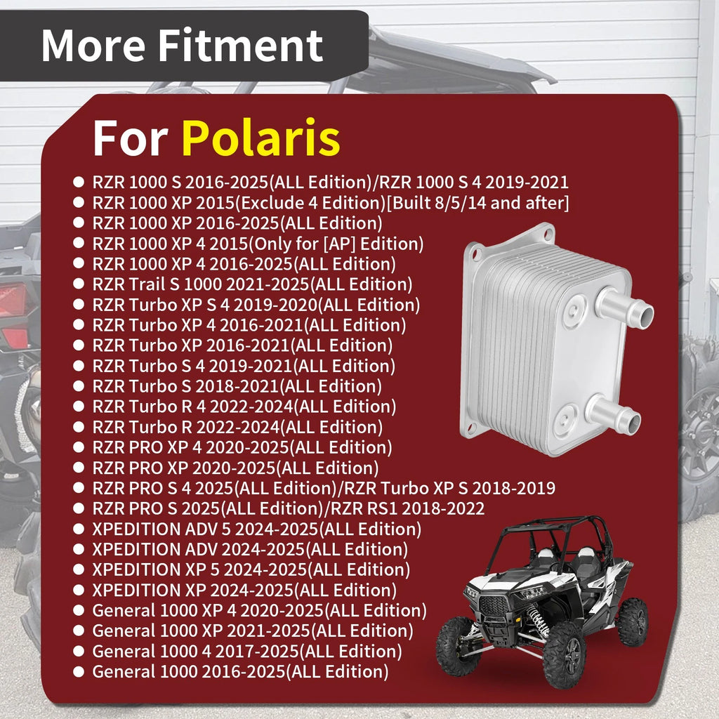 Oil to Water Cooler for Polaris RZR General Xpedition 1000 XP Turbo S (2018–2023)