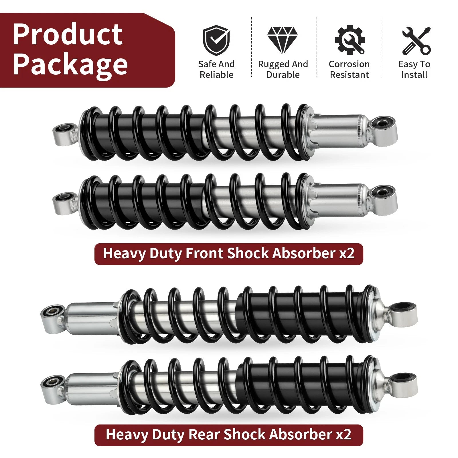 Set of 4 Shock Absorbers for Honda Rubicon 500 TRX500 FA/FGA (2001–2014)