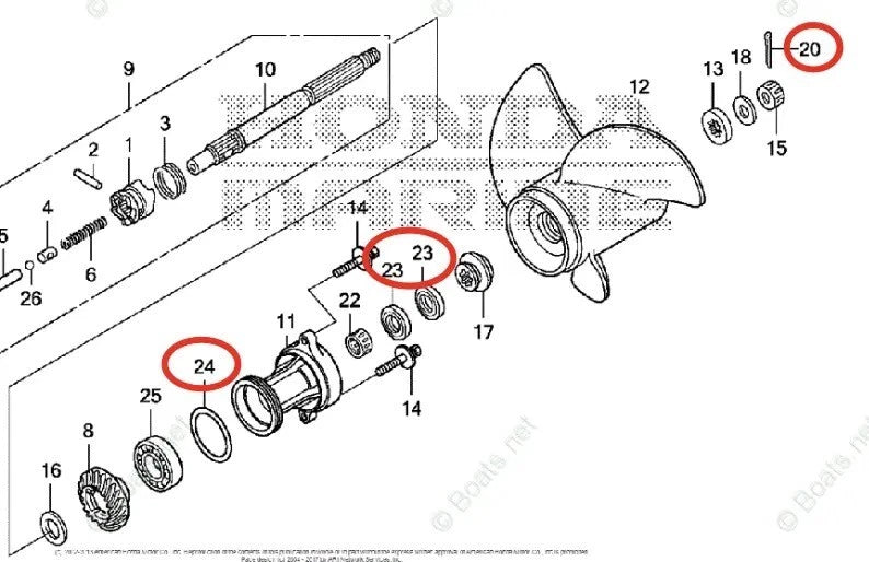 Lower Unit Seal Kit for Honda 40HP 50HP BF50D (91252-ZW4-003, 91301-ZW4-003)