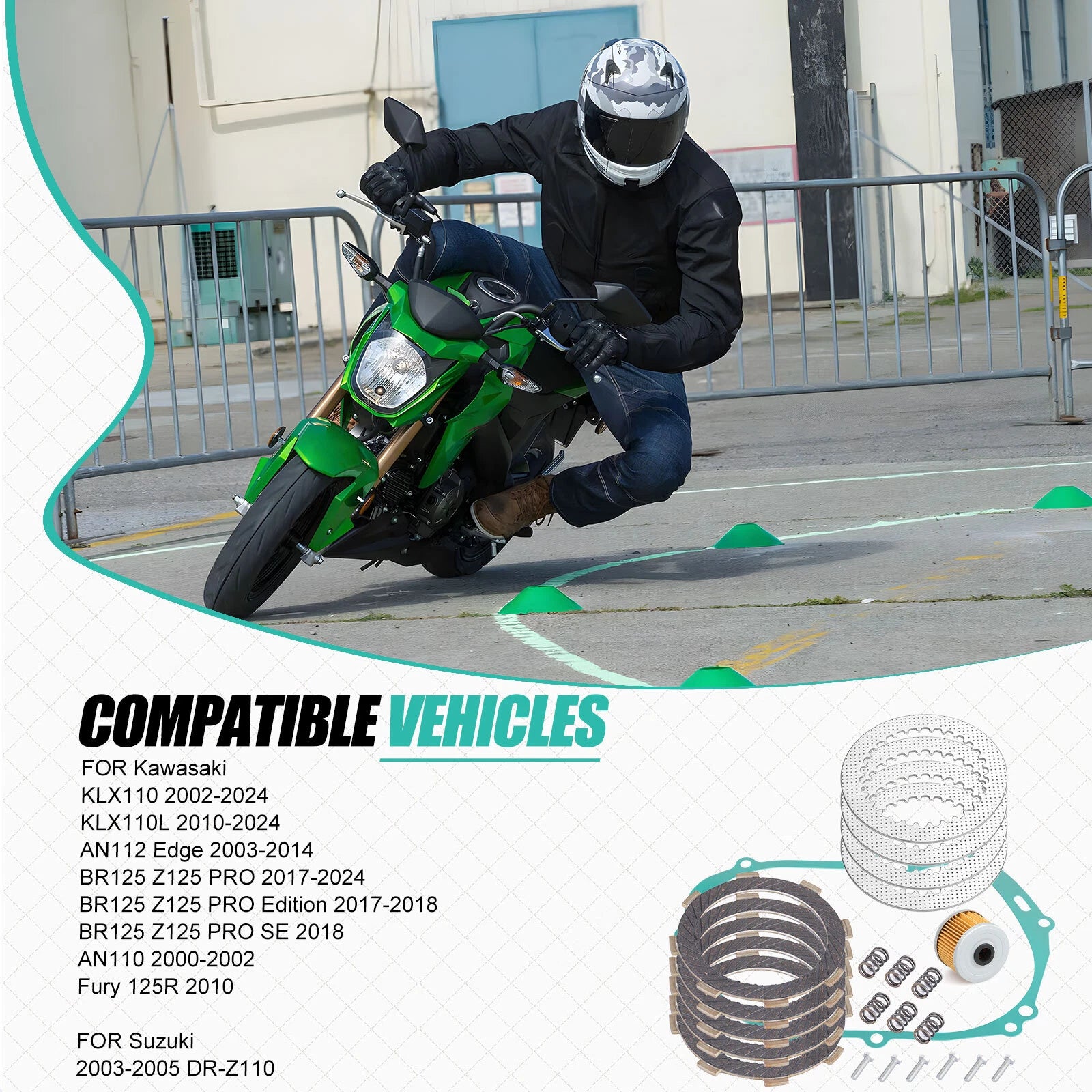 Clutch Friction Steel Plates Kit w/ Gasket for Kawasaki KLX110 KLX110L (2002–2024)