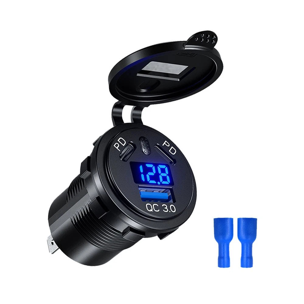 Dual 45W PD Type-C & 18W QC3.0 USB Car Charger Adapter Socket