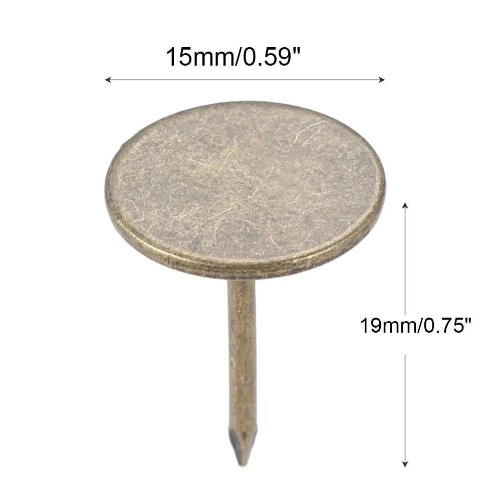 100pcs Upholstery Nails Flat Head Push Pins Studs for Vintage Projects