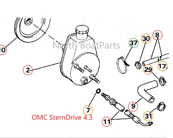 Power Steering Pump for Mercruiser Volvo Penta 4.3 5.0 5.7 L (1990–2023) 3888323 3863130