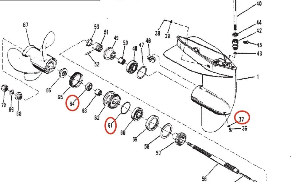 Lower Gearcase Seal Kit 26-66022, 18-7171 for Mercury 2-Stroke