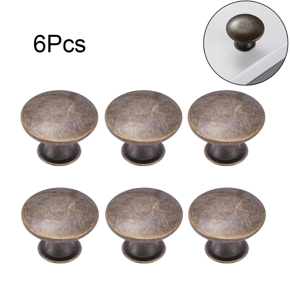 Set of 6 Antique Bronze Cabinet Pull Knobs for Kitchen Cupboard (N/A)