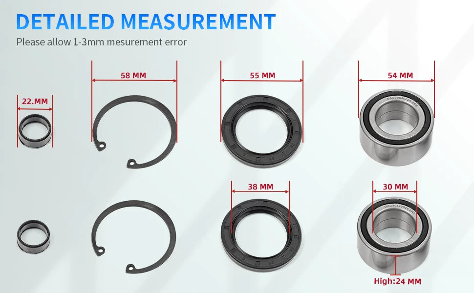 Front Wheel Bearing & Seal for Honda Foreman 400 450 500 Rubicon Rincon 650 680 (2000–2023)