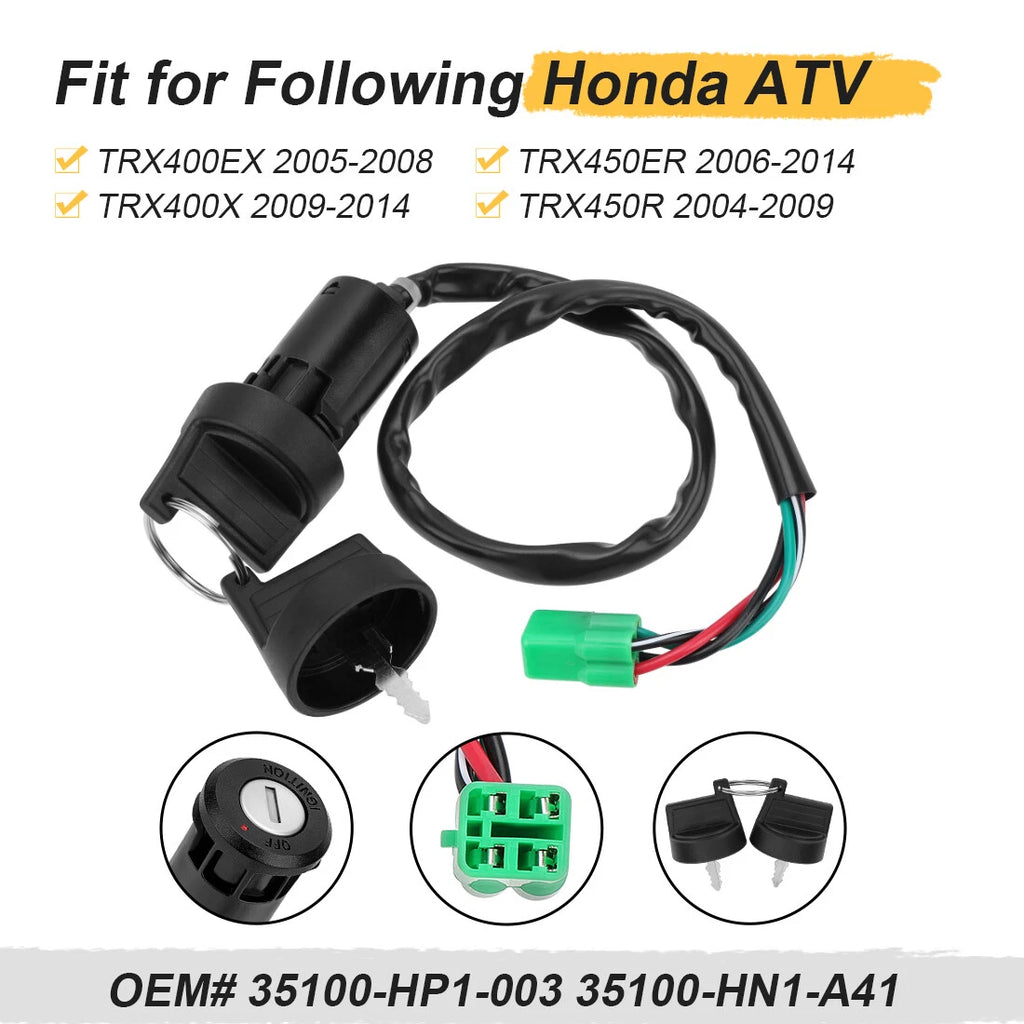 Ignition Key Switch for Honda TRX400EX TRX400X TRX450ER TRX450R (2005–2014)