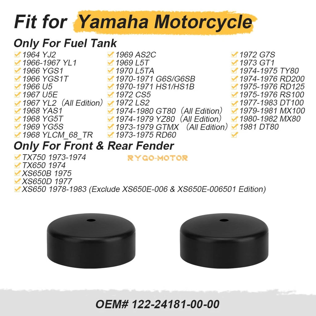 Rubber Grommets for Yamaha RD200 RD125 RD60 XS650 DT100 (1970–1980)