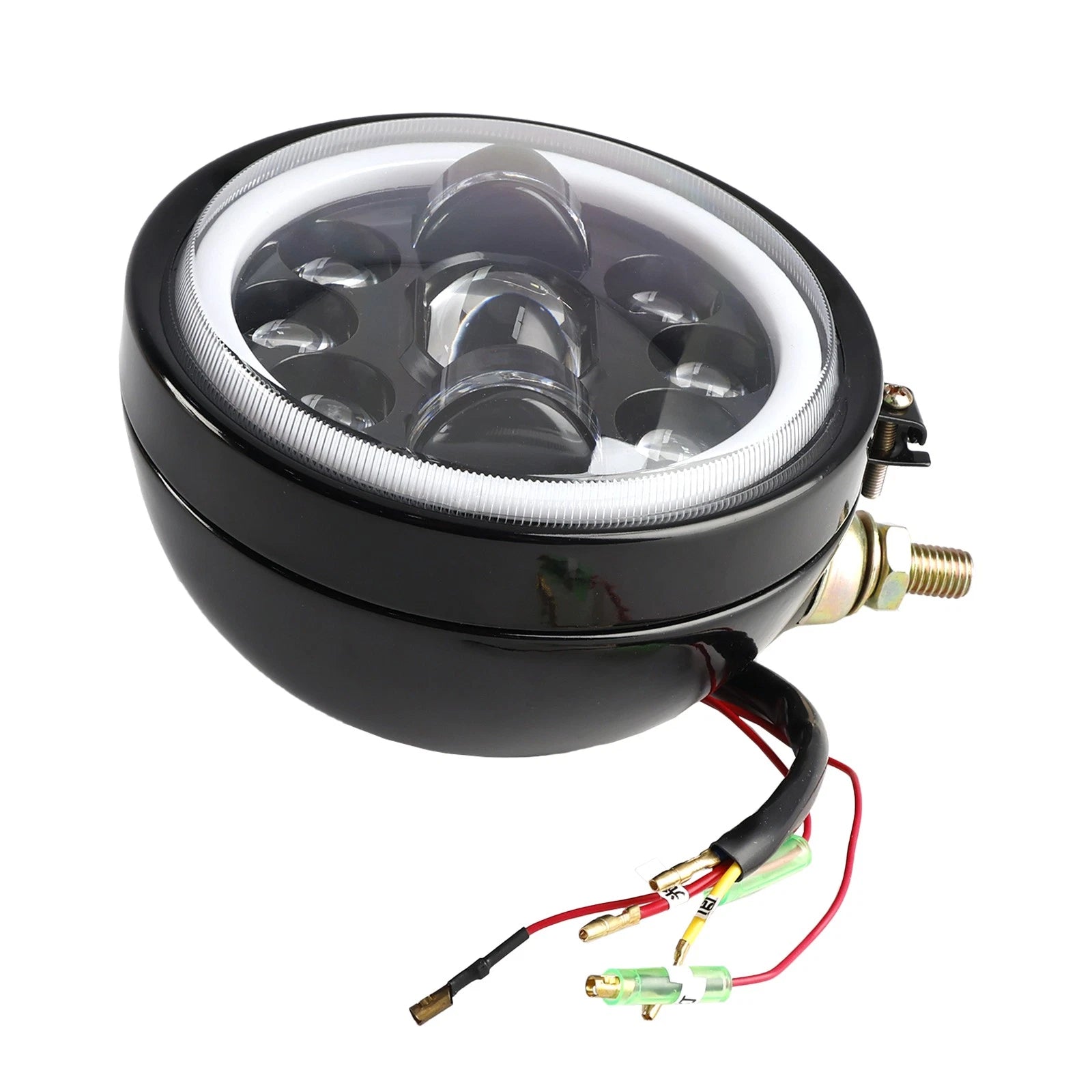 9-Bulb Fog Lamp Headlight 5.75" Black for Racer Bobber Chopper