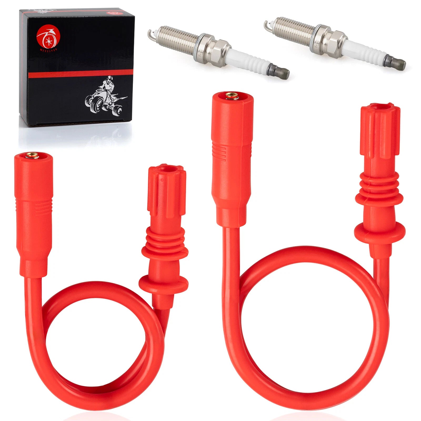 Set of 2 Spark Plugs & Caps for Polaris Sportsman 850 SP (2009) 4014007 4013328