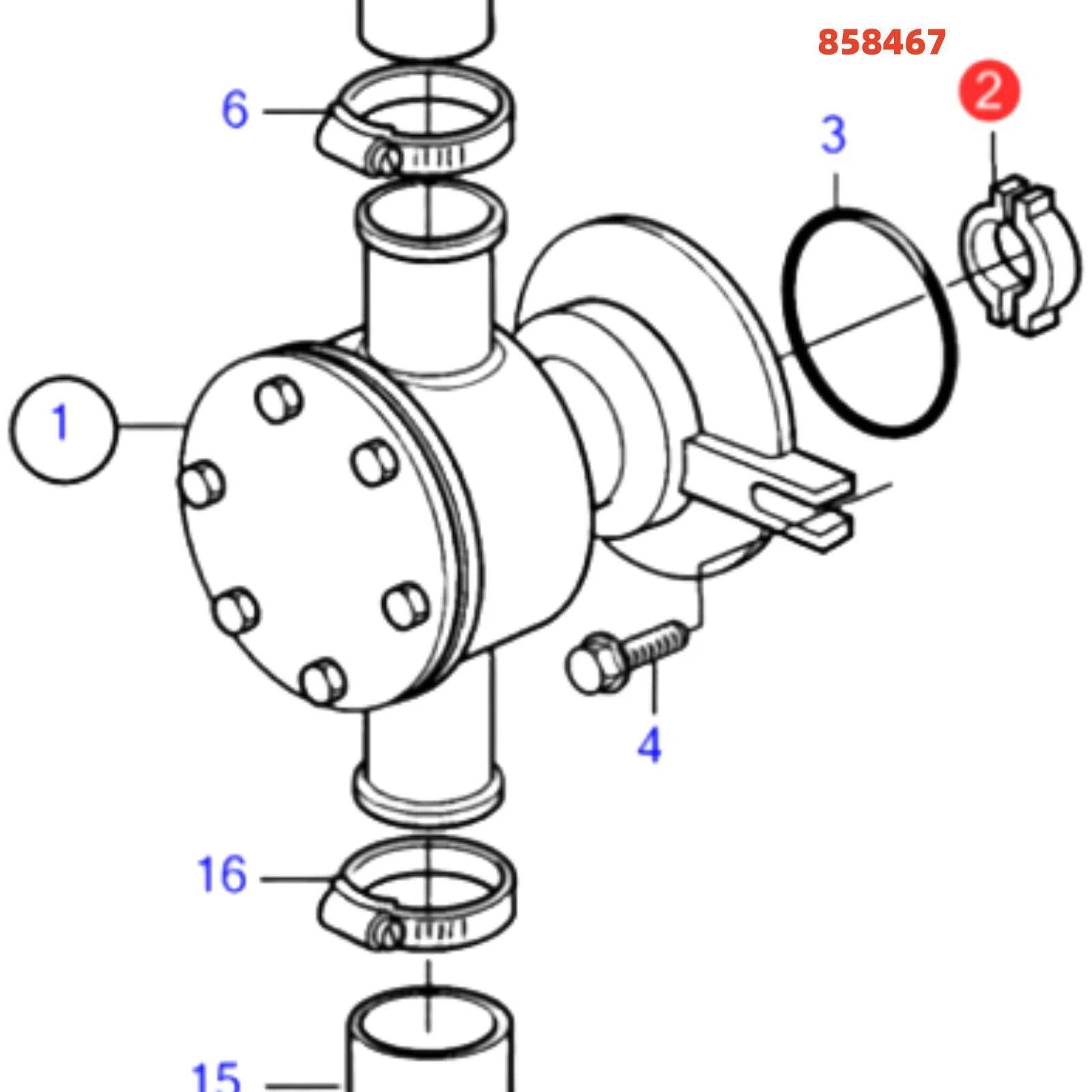 Raw Water Pump Coupler for Volvo Penta AQ Diesel Engines (858467)