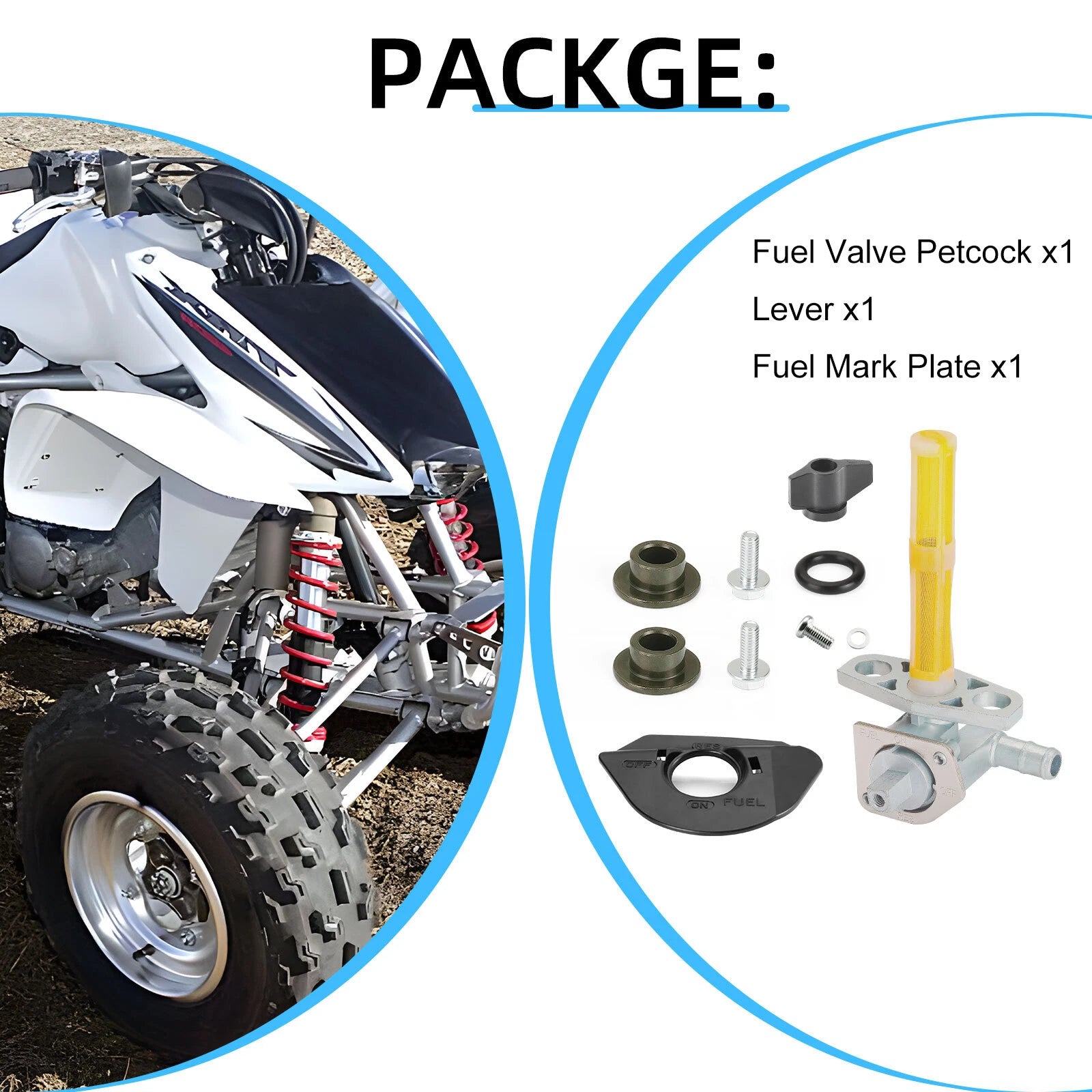 Fuel Valve Petcock with Fuel Mark Plate for Honda TRX450ER (2006–2007)