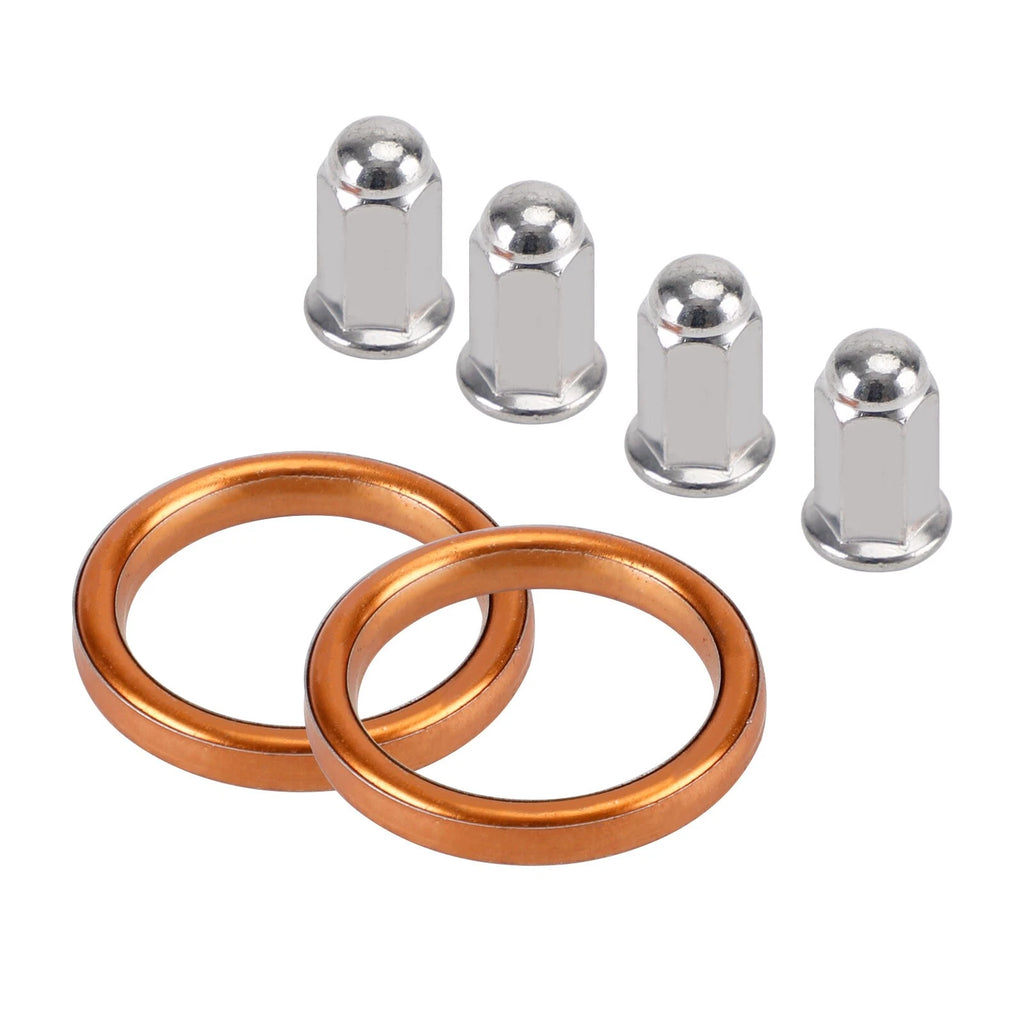 Set of 6 Exhaust Gaskets & 12 Cap Nuts for Honda Valkyrie GL1500C/D