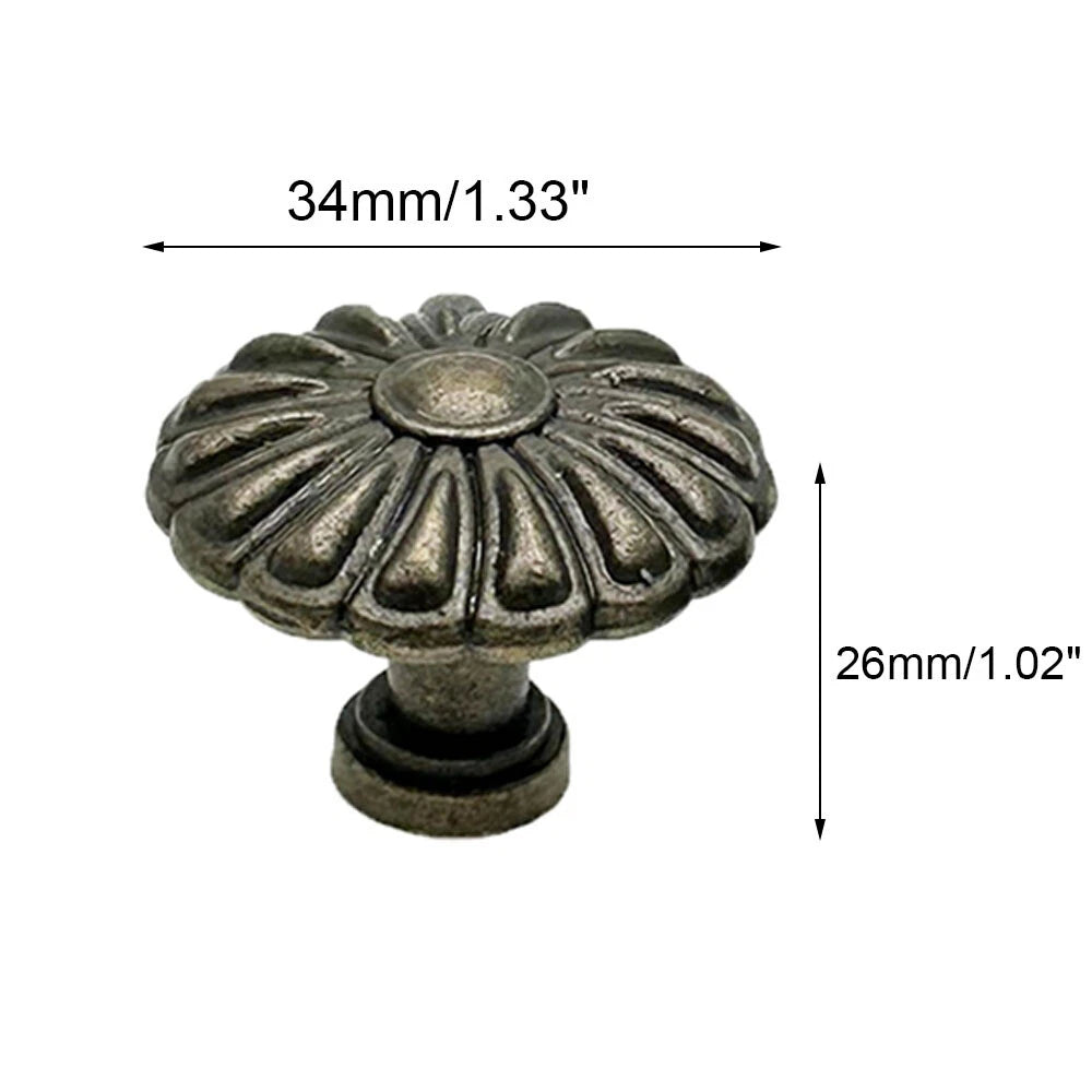 6X Antique Flower Shape Pull Handle Knob for Drawer Door Cabinet (N/A)