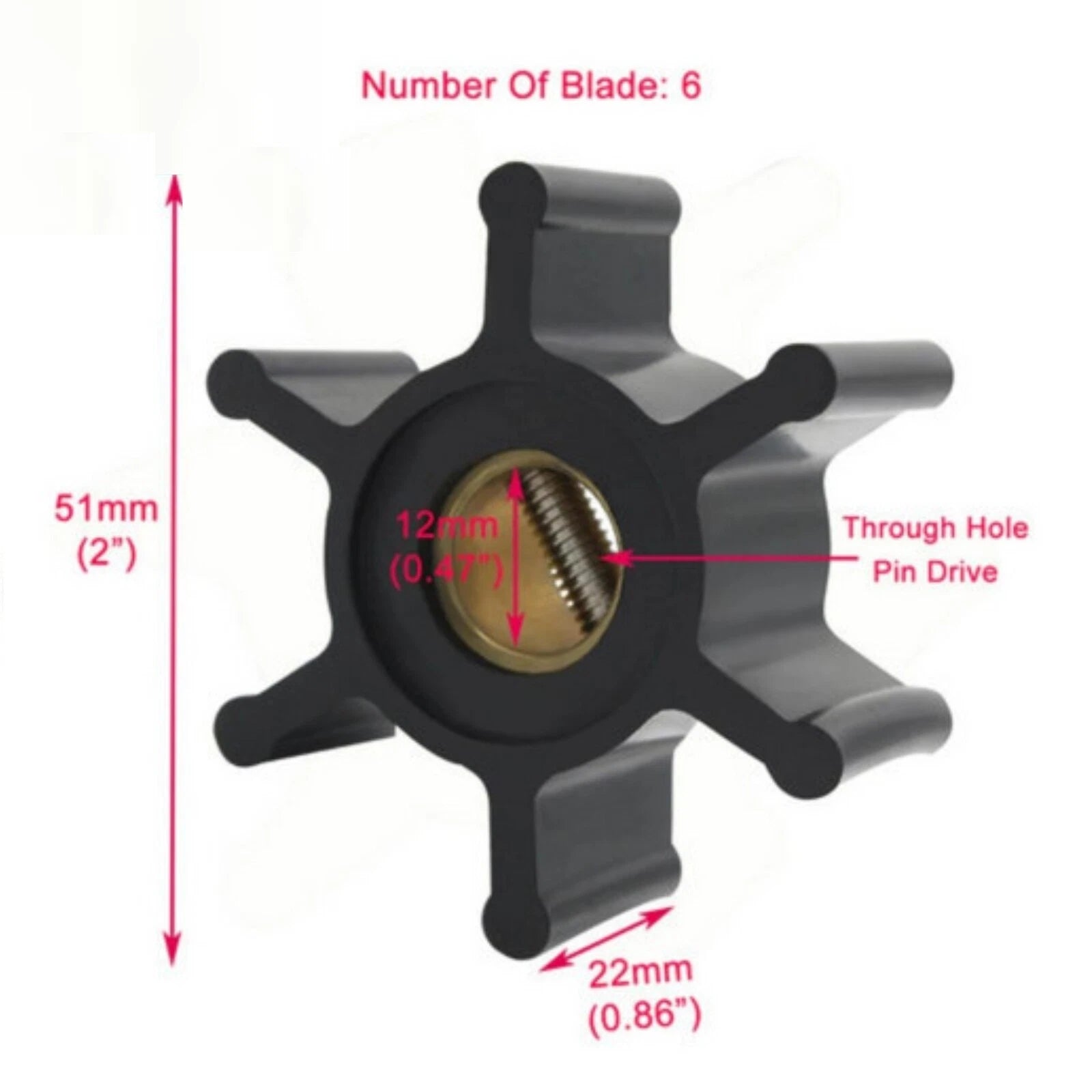 Sea Water Pump Impeller for Yanmar 2GM 2YM 3GM 3YM (Repl 128990-42200)
