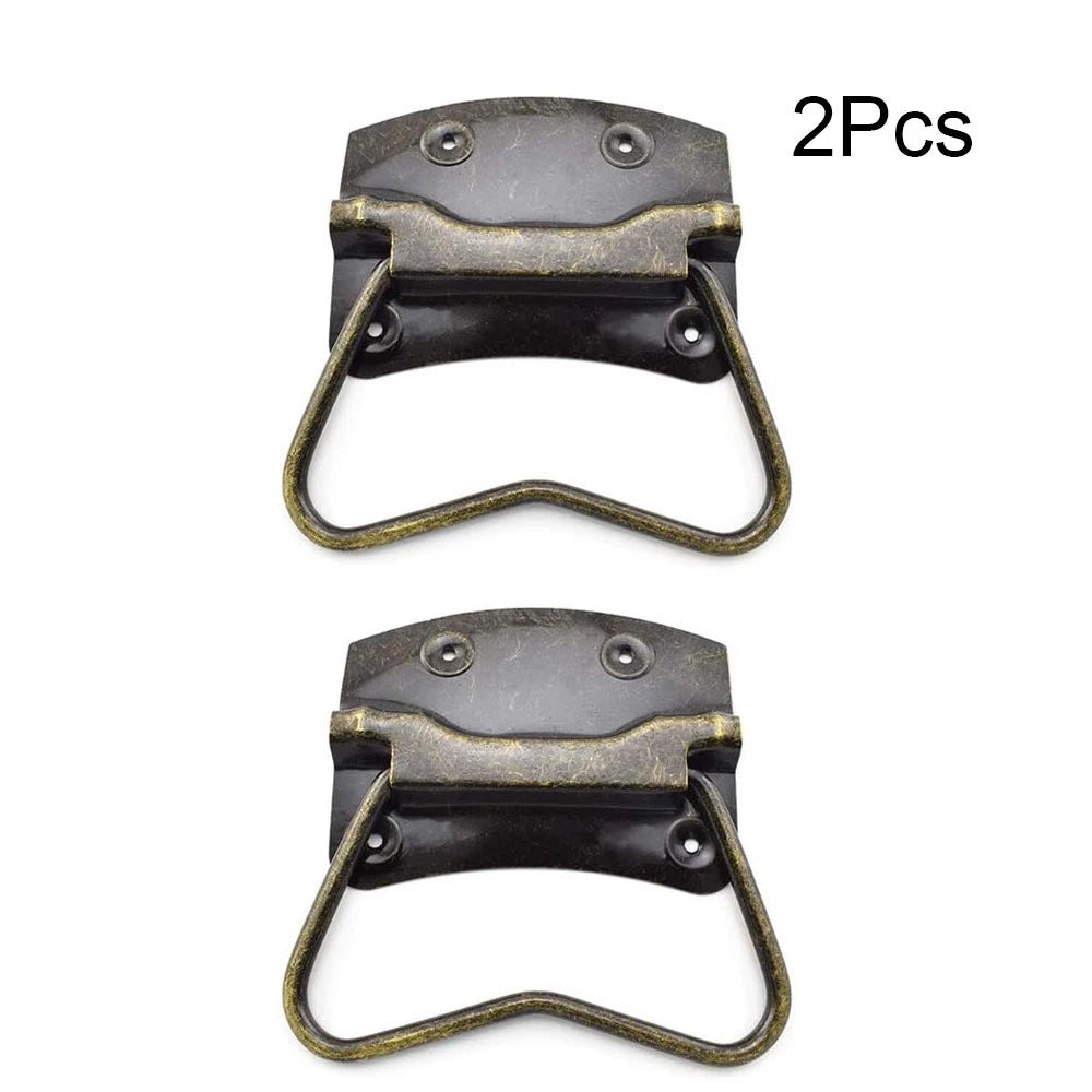 2Pcs Vintage Rectangle Handle Knob Hardware for Cabinet Jewelry Box