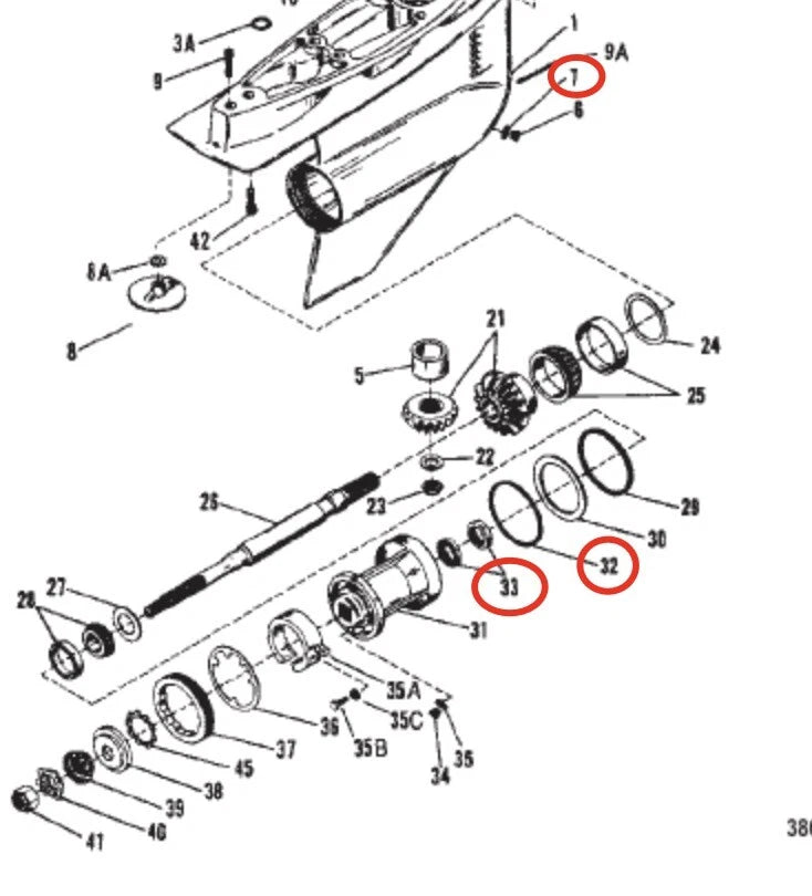 Lower Unit Gearcase Seal Kit for Mercruiser Stern Drive (8M0204670, 8M0214920)