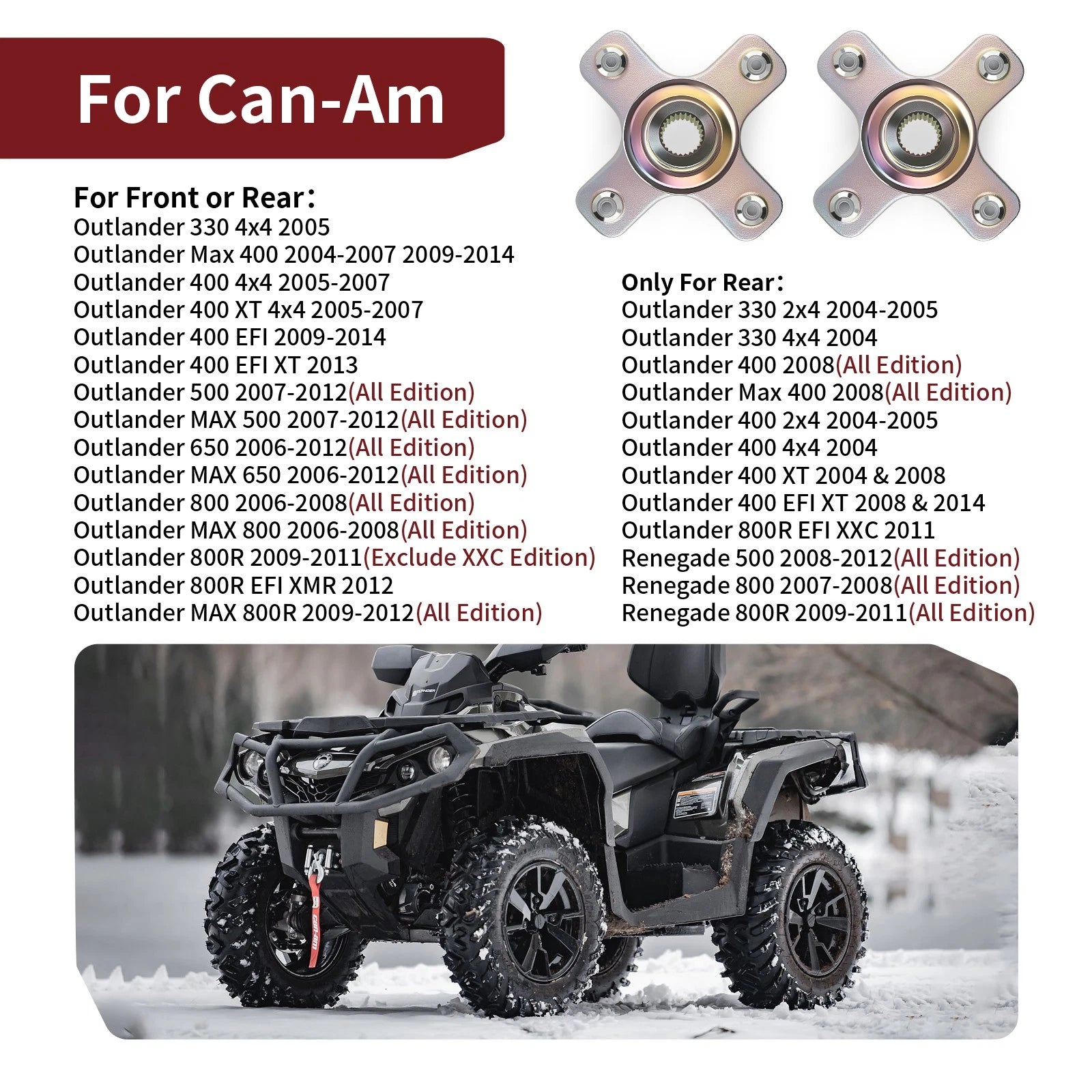 2pcs Wheel Hub for Can-Am (705501131, 705500596, 705500909, 705501199, 705501713)
