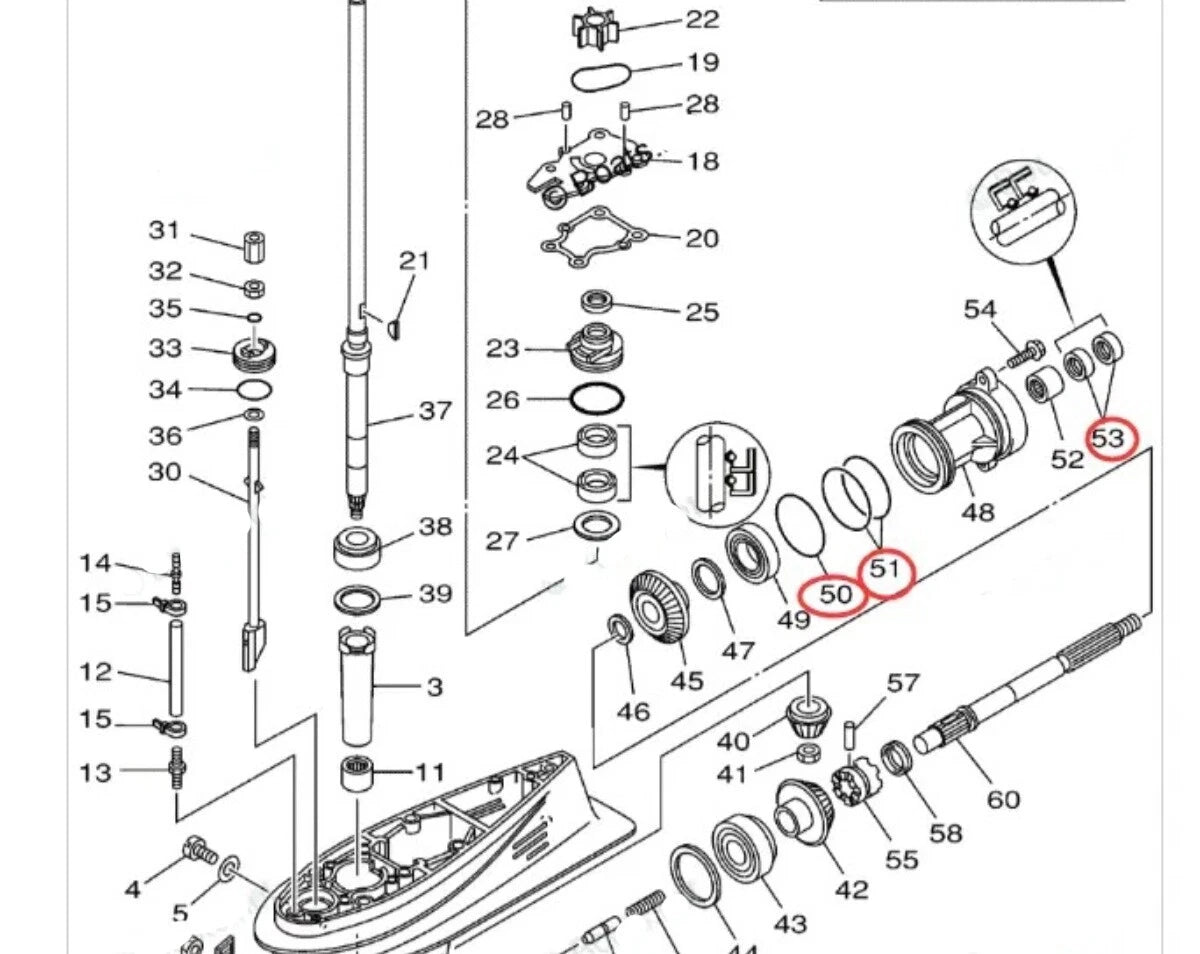 Lower Unit Seal Kit for Yamaha 40XMH 40XE 93101-22067-00