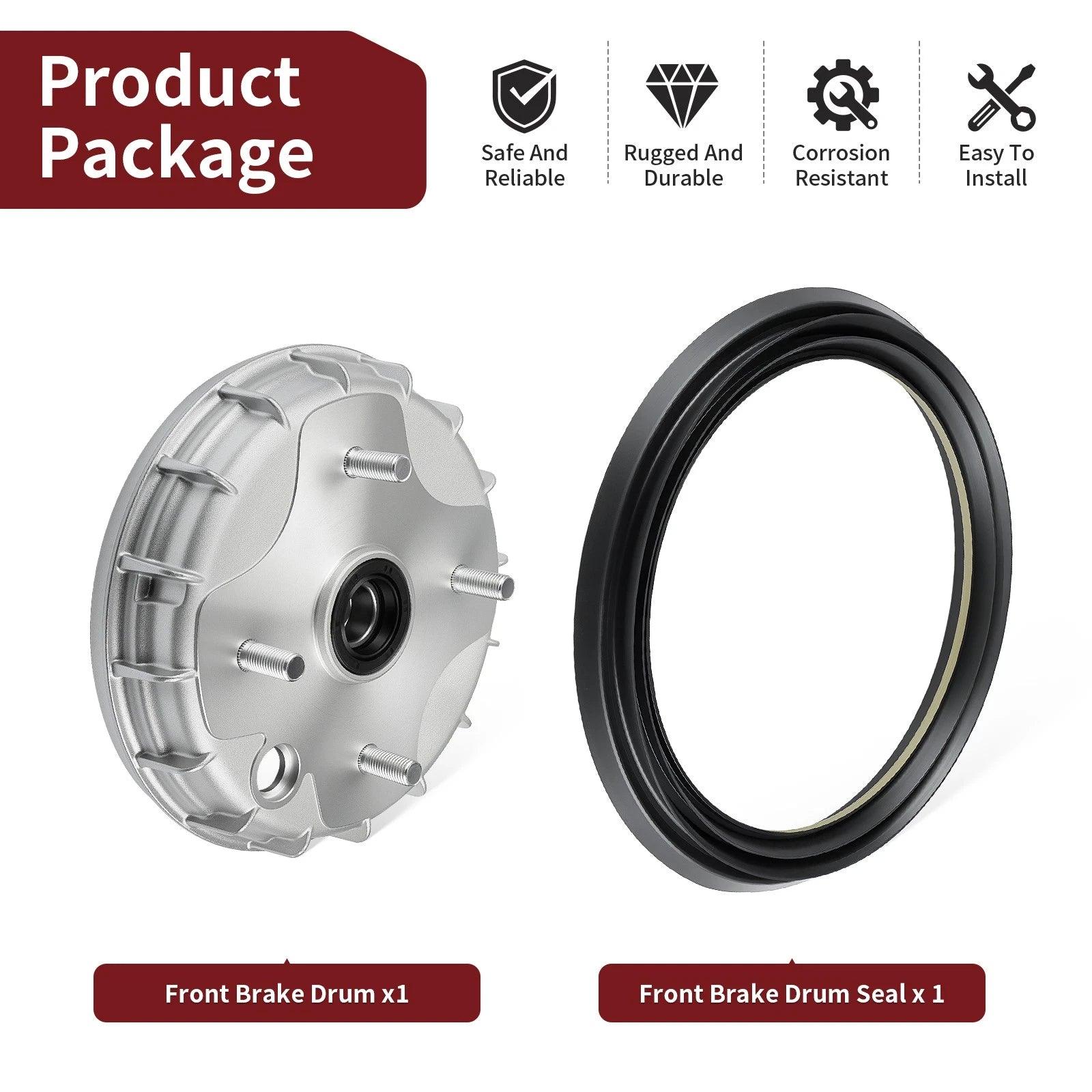 Front Brake Drum with Seal for Honda Rancher 350 TRX350TM TRX350TE (2000–2006)