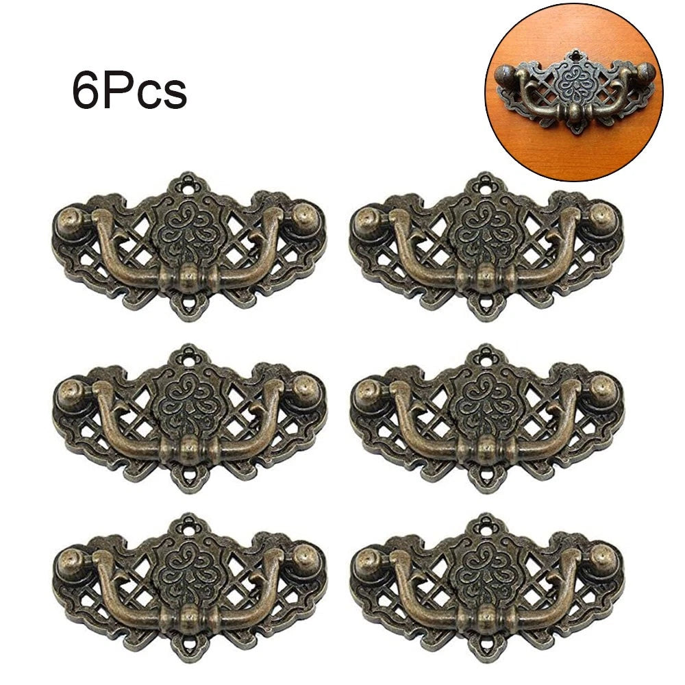 6Pc Antique Bronze Door Handle Pull for Kitchen Cabinet Drawer (N/A)