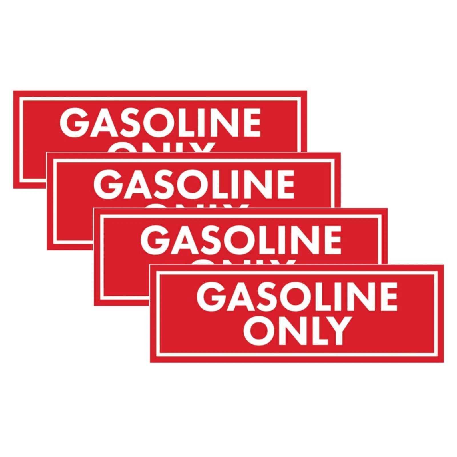 Gasoline Only Stickers Set of 4 for Motors (2" x 6")