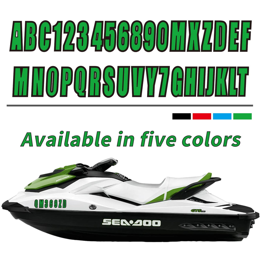 4X Boat Registration Numbers & Letters Decal Stickers 3" Green