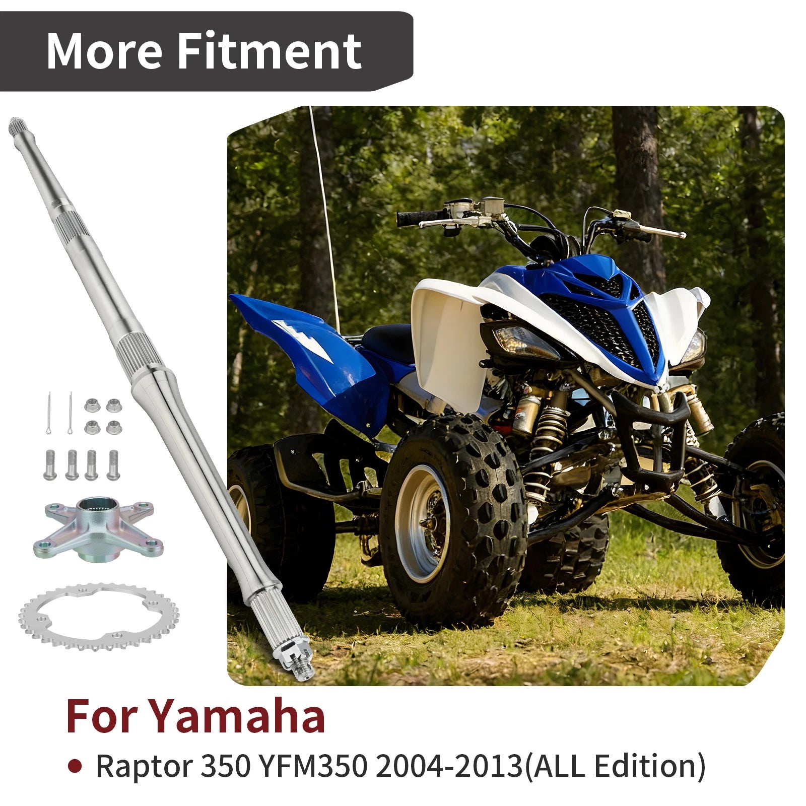 Rear Axle Shaft Kit w/Sprocket Hub Collar for Yamaha Raptor 350 (2004–2013)