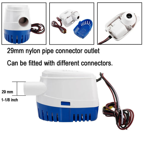 12V Automatic Submersible Bilge Water Pump for Boat (1100GPH)