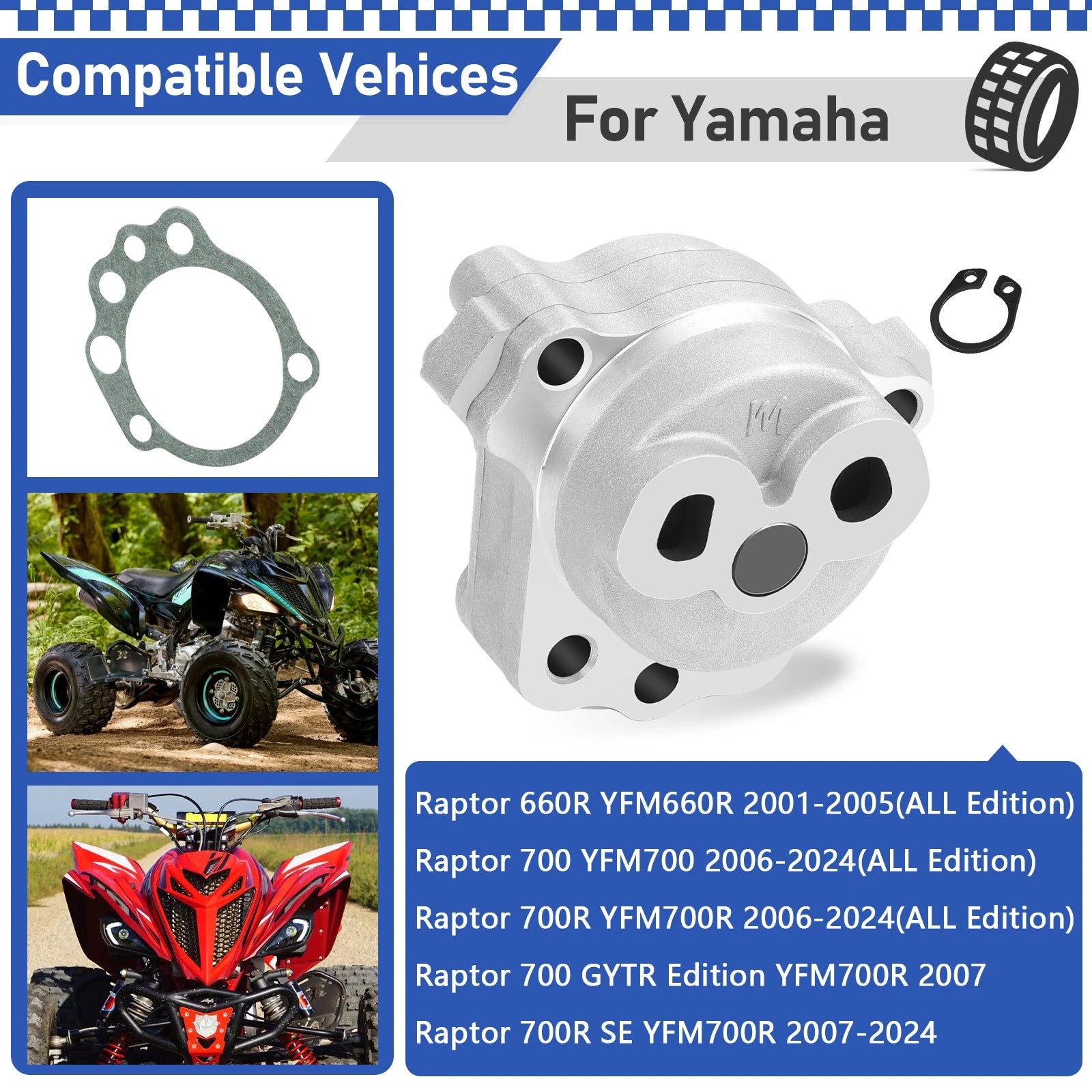 Oil Pump with Gasket for Yamaha Raptor 700 YFM700 (2006–2024) 5LP-13300-00-00