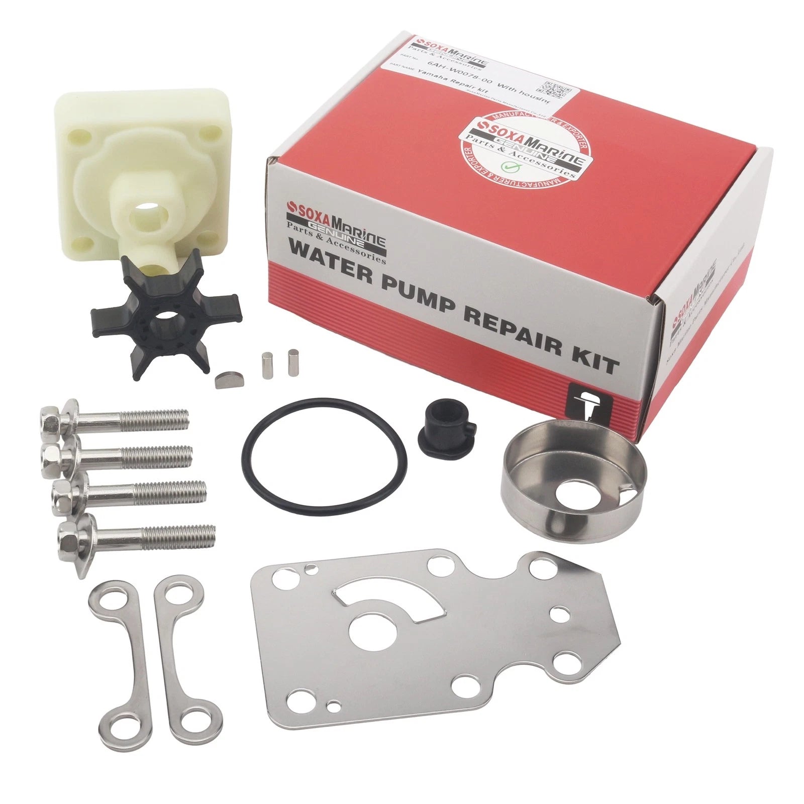 Water Pump Impeller Repair Kit for Yamaha Marine 15/20HP (6AH-W0078-00)