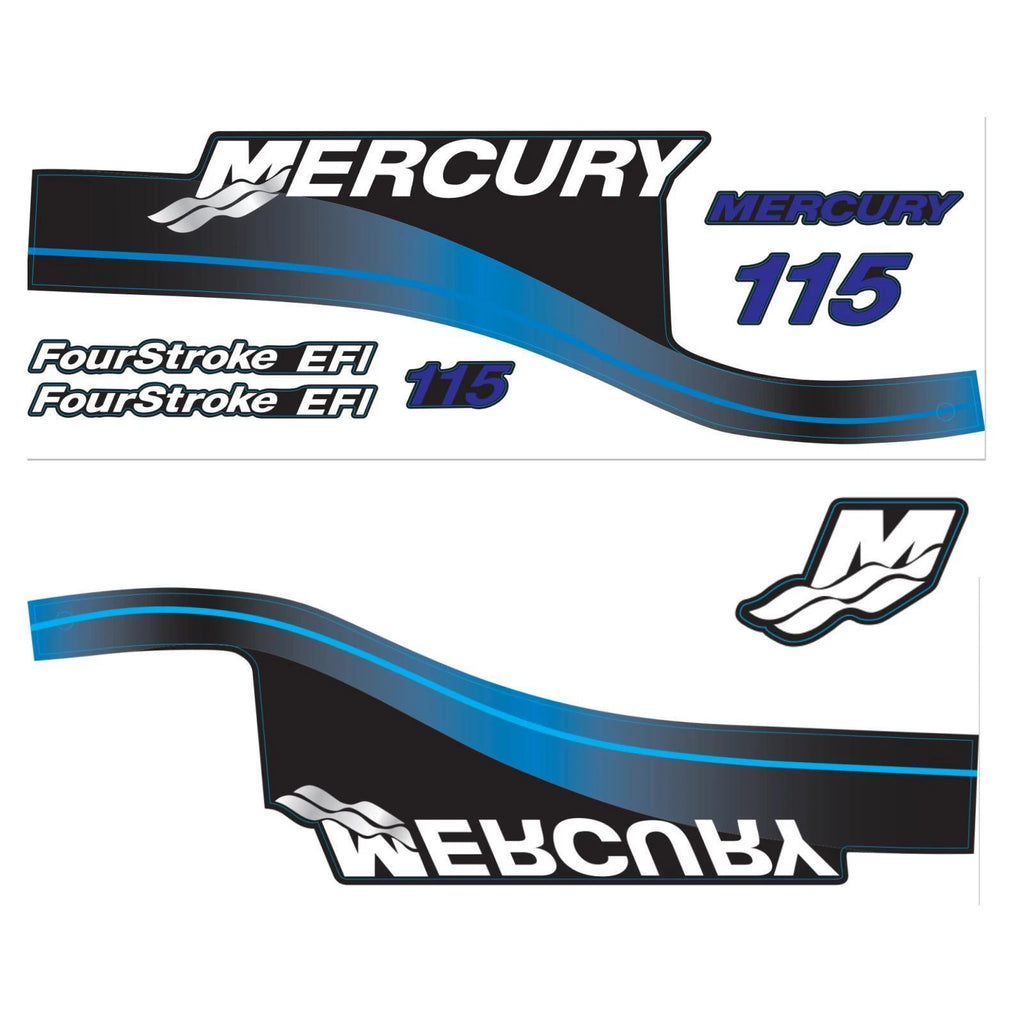 Set of 2 Decals for Mercury 115 hp Outboard (Reproduction, 881649A01)
