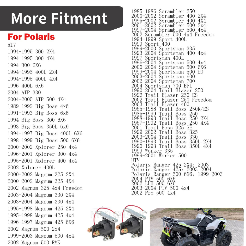 Starter Solenoid Relay for Polaris Scrambler 250 400 500 Sportsman 335 400L 700 (1995–2006)