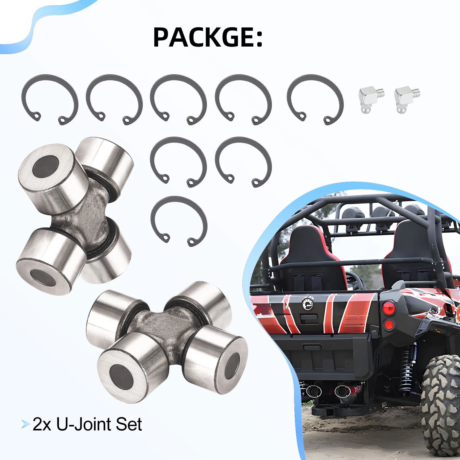 2X U-Joint Kit Rear Drive Shaft for Can-Am Renegade 570 EFI (2016–2018)