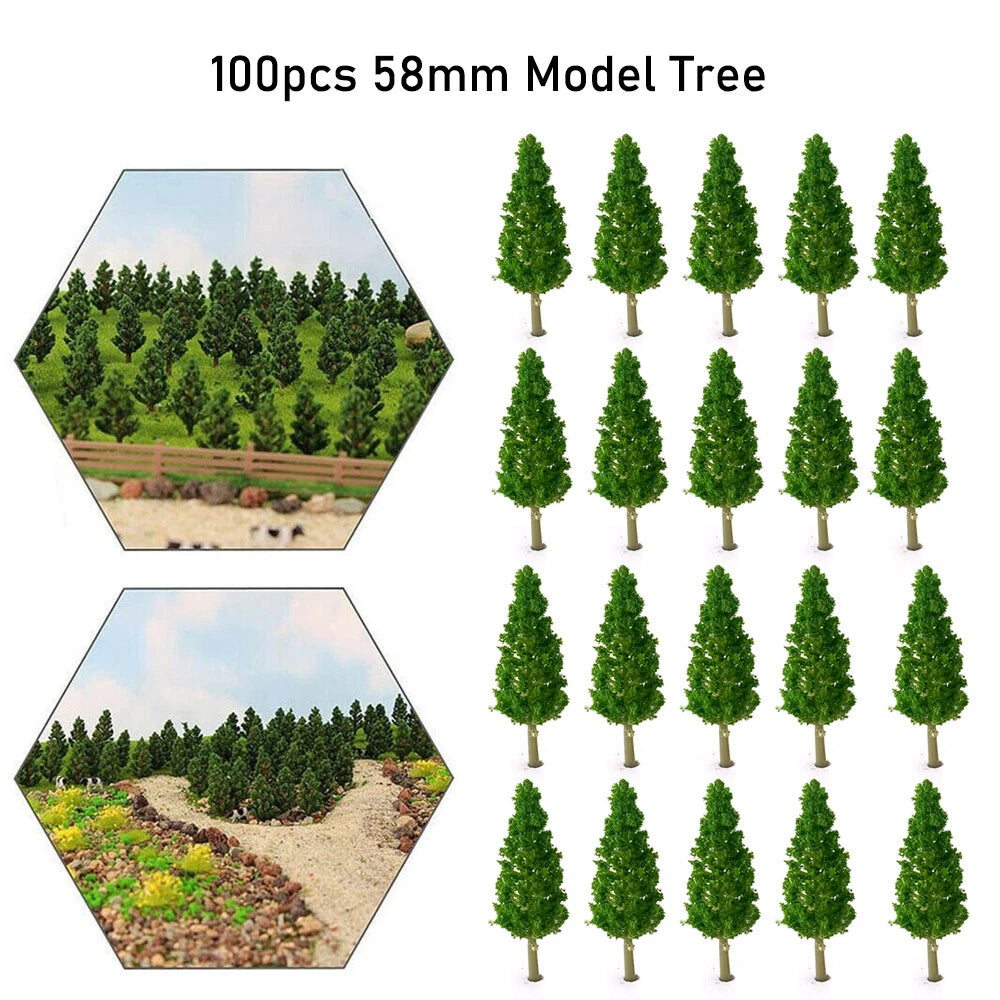 100pc Mini Pine Trees for Train Railroad Diorama Scenery