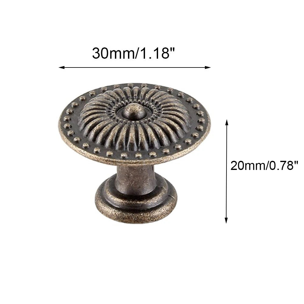 6X Vintage Door Pull Handle Knob for Cupboard Cabinet (30mm, Zinc Alloy)