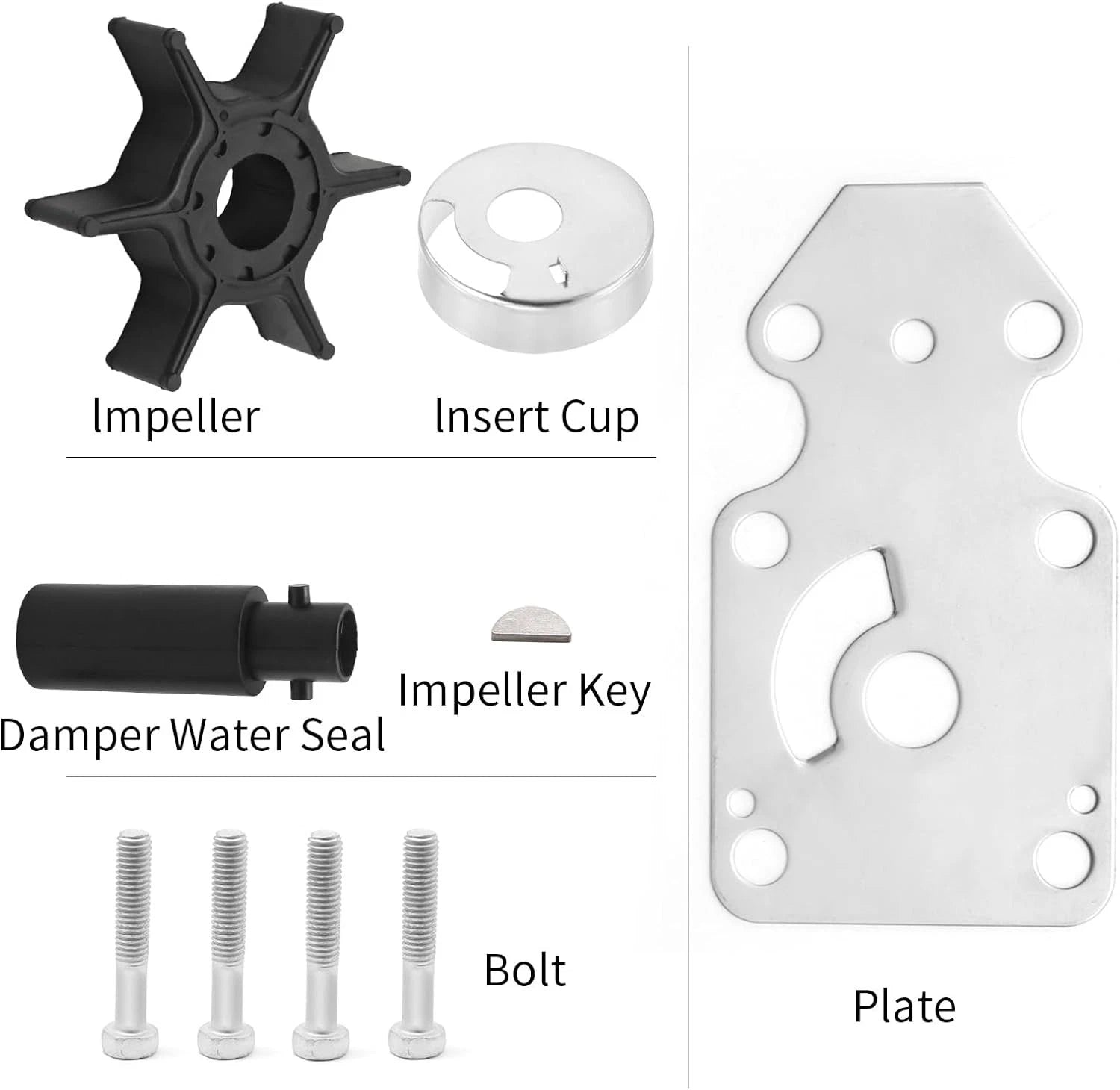 Water Pump Service Kit 68T-W0078-00 for Yamaha Marine 4-Stroke (6HP 8HP)