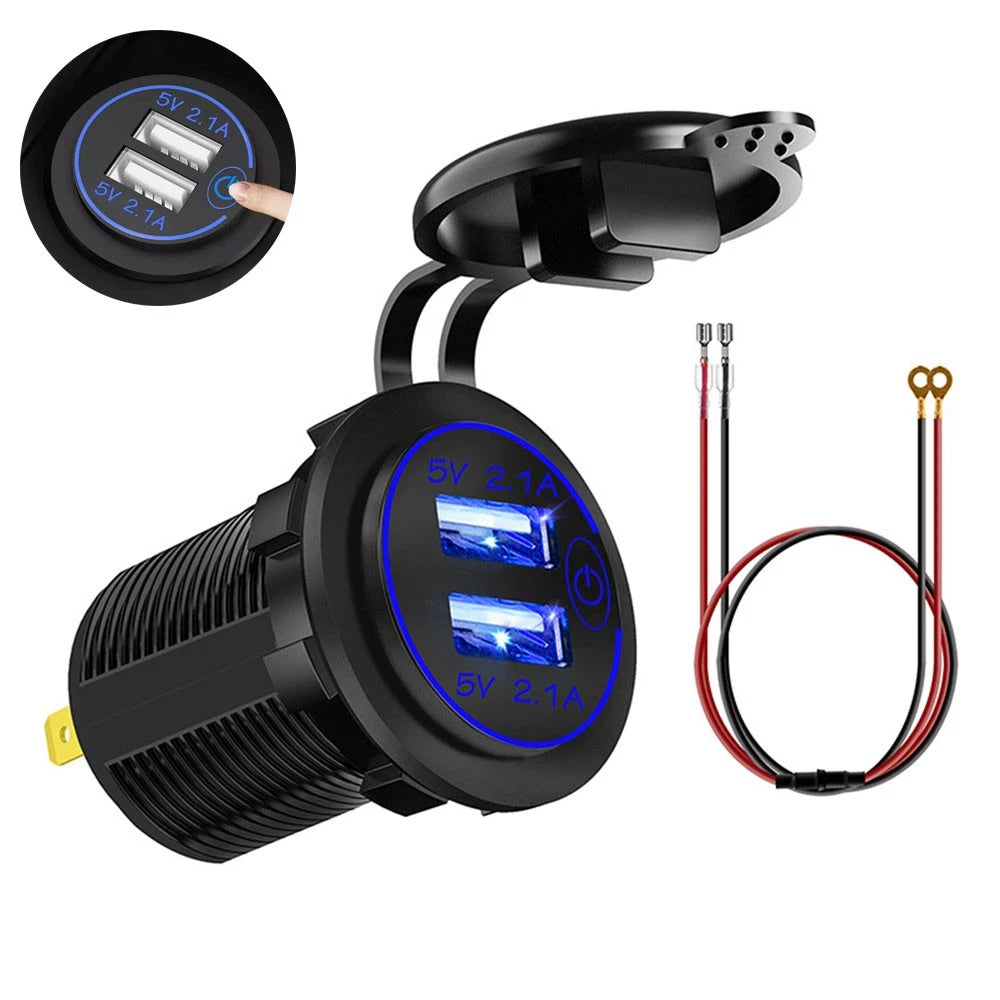 Dual USB Charger Power Adapter for Cars (12-24V)