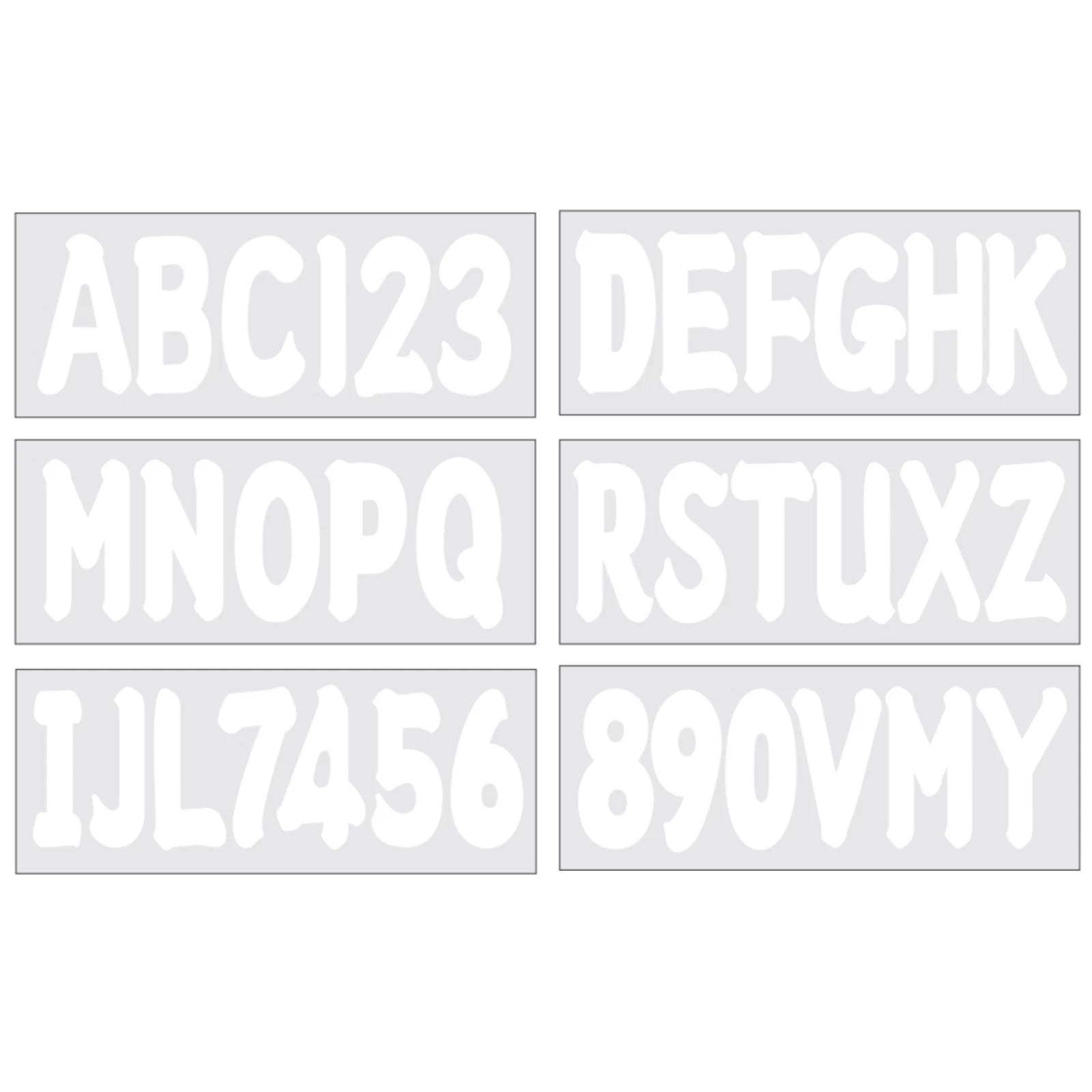Boat Registration Decals Set of 36 White A-Z Letters & 0-9 Numbers