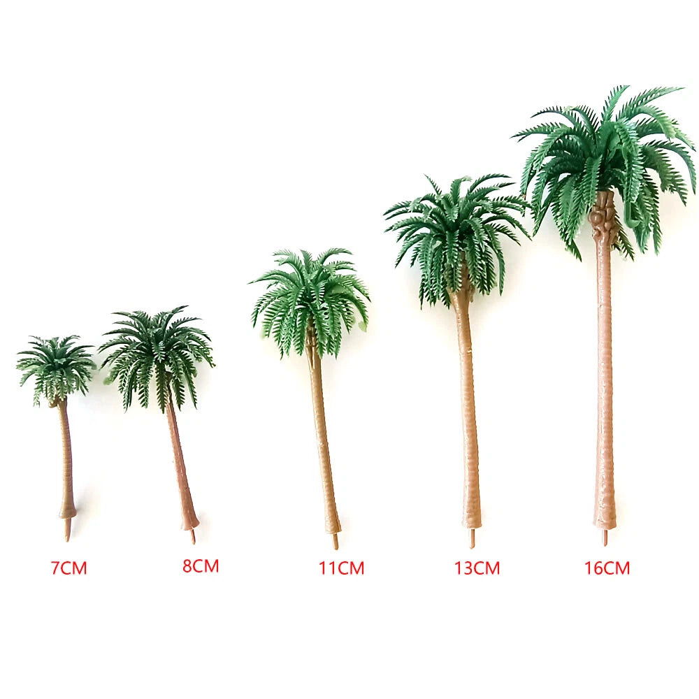 10Pcs 4.33" Coconut Palm Trees for Garden Railway Landscape Scenery